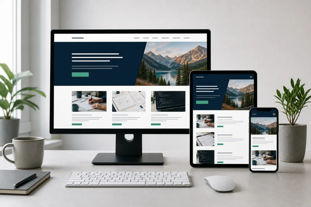 Responsive Website auf Desktop, Tablet und Smartphone