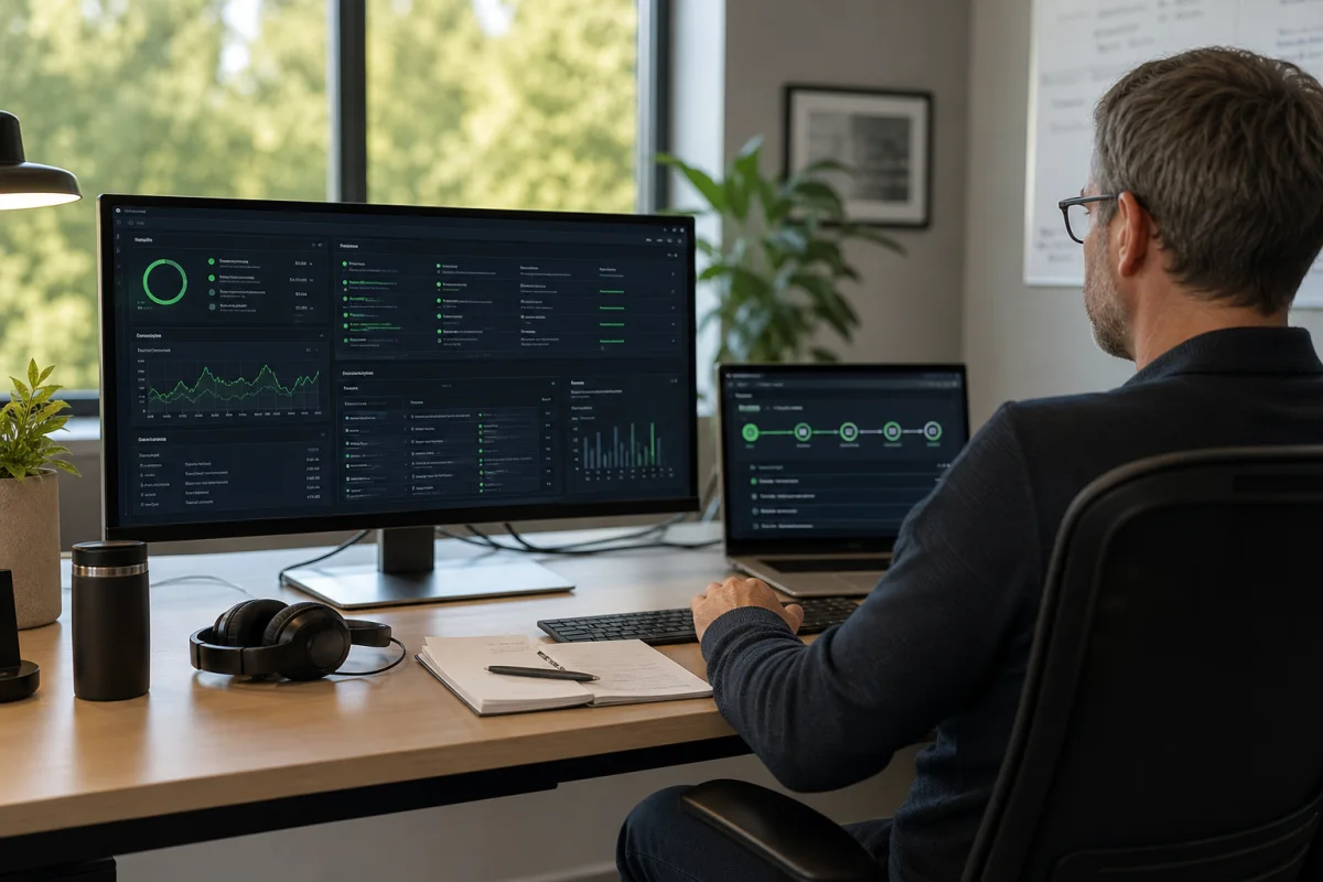 Softwarebetrieb mit Systemmonitoring und kontrollierter Release-Pipeline